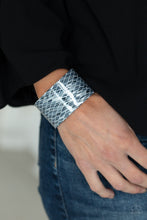 Load image into Gallery viewer, Paparazzi Vogue Revamp - Silver - Metallic Geometric Print - Thick Acrylic Cuff Bracelet - $5 Jewelry with Ashley Swint