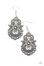 Load image into Gallery viewer, Paparazzi Blooming Bora Bora - Silver - Gray Beads - Leafy Silver Frames - Earrings - $5 Jewelry With Ashley Swint