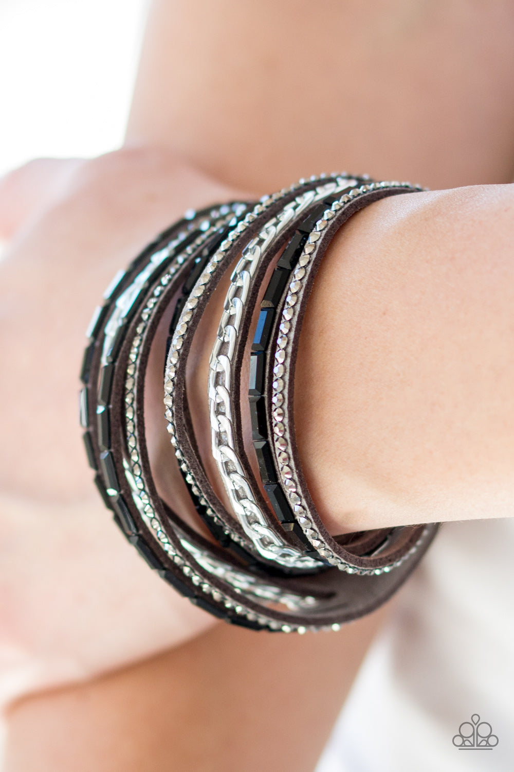 Paparazzi Cheaters Never Prosper - Silver - Emerald Cut Rhinestones - Double Wrap Bracelet - $5 Jewelry With Ashley Swint