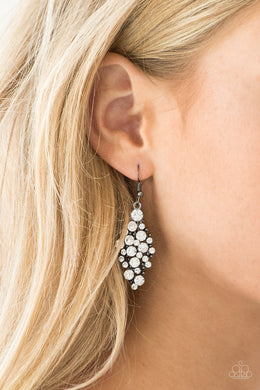 Paparazzi Cosmically Chic - Black Gunmetal - White Rhinestones - Gorgeous Earrings - $5 Jewelry With Ashley Swint