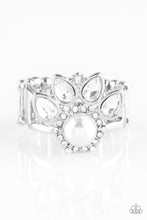 Load image into Gallery viewer, Paparazzi Crown Coronation - White Pearl - White Rhinestones Ring - Life of the Party Exclusive October 2018 - $5 Jewelry With Ashley Swint