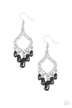 Load image into Gallery viewer, Paparazzi Divinely Diamond - Black Beaded Fringe - White Rhinestones - Earrings - $5 Jewelry With Ashley Swint
