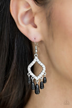 Load image into Gallery viewer, Paparazzi Divinely Diamond - Black Beaded Fringe - White Rhinestones - Earrings - $5 Jewelry With Ashley Swint