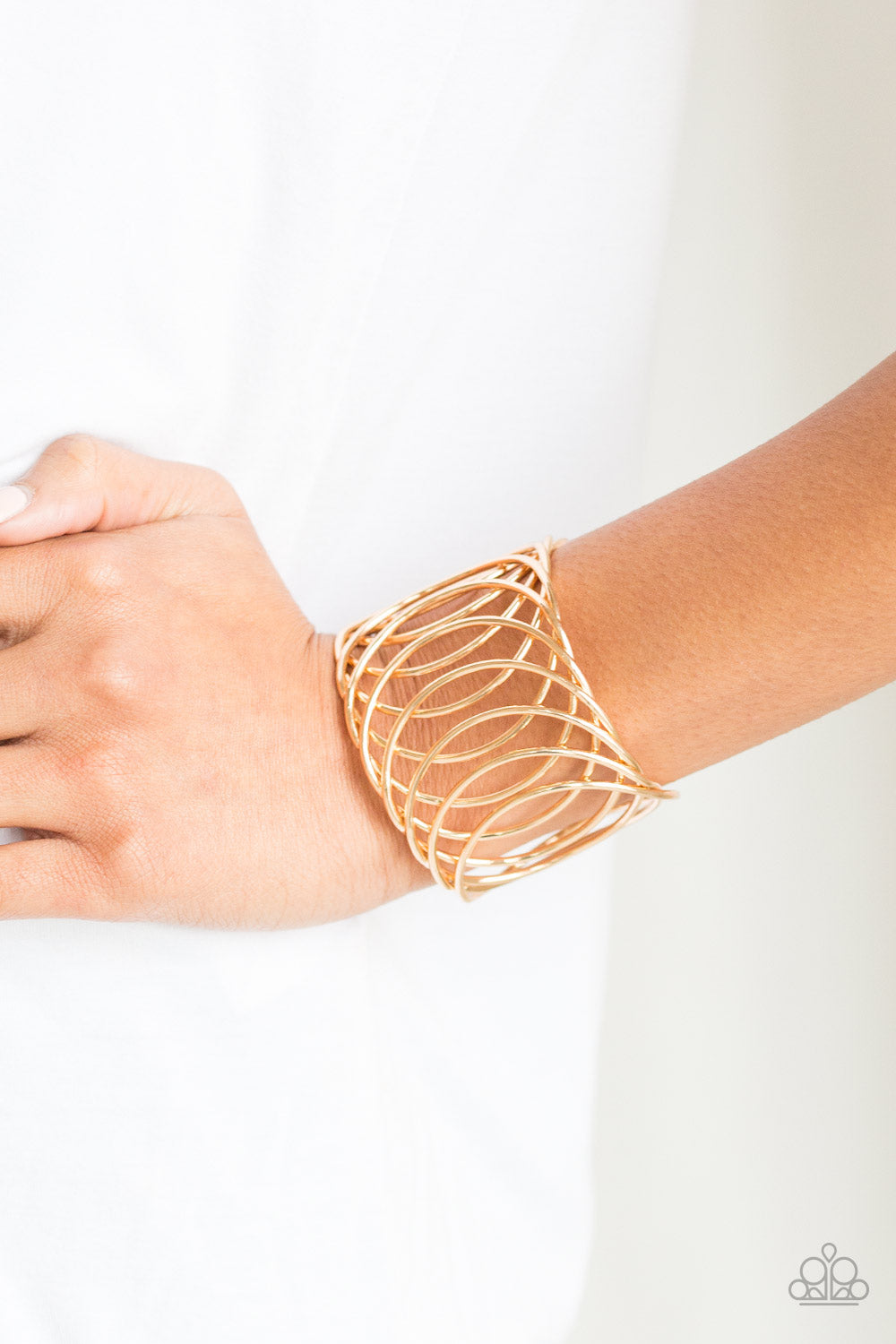 Paparazzi Dizzyingly Diva - Gold - Cuff Bracelet - $5 Jewelry With Ashley Swint
