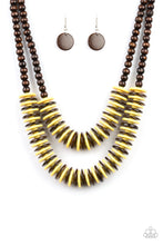 Load image into Gallery viewer, Paparazzi Dominican Disco - Yellow - Wooden Necklace &amp; Earrings - $5 Jewelry With Ashley Swint