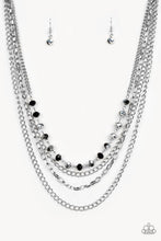 Load image into Gallery viewer, Paparazzi Extravagant Elegance - Multi - Black Beads - Multi Layered Silver Chain Necklace &amp; Earrings - $5 Jewelry With Ashley Swint