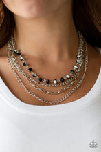 Load image into Gallery viewer, Paparazzi Extravagant Elegance - Multi - Black Beads - Multi Layered Silver Chain Necklace &amp; Earrings - $5 Jewelry With Ashley Swint
