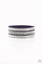 Load image into Gallery viewer, Paparazzi Fashion Fanatic - Blue Suede - White Rhinestones - Silver Chains - Wrap / Snap Bracelet - $5 Jewelry With Ashley Swint