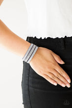 Load image into Gallery viewer, Paparazzi Fashion Fanatic - Blue Suede - White Rhinestones - Silver Chains - Wrap / Snap Bracelet - $5 Jewelry With Ashley Swint