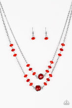 Load image into Gallery viewer, Paparazzi Gala Glow - Red Rhinestone - Silver Necklace and matching Earrings - $5 Jewelry With Ashley Swint