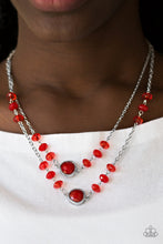 Load image into Gallery viewer, Paparazzi Gala Glow - Red Rhinestone - Silver Necklace and matching Earrings - $5 Jewelry With Ashley Swint