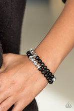 Load image into Gallery viewer, Paparazzi Get A BALLROOM! - Black Beads - White Rhinestones - Set of 2 Stretchy Bracelets - $5 Jewelry With Ashley Swint