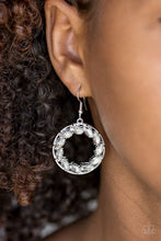 Load image into Gallery viewer, Paparazzi Global Glow - White - Marquise Cut Rhinestones - Silver Hoop Earrings - $5 Jewelry With Ashley Swint