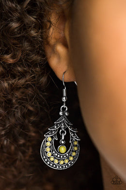 Paparazzi Holi - Green Bead - Ornate Silver Earrings - $5 Jewelry With Ashley Swint