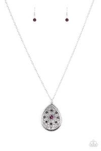 Paparazzi I Am Queen - Purple - Teardrop Pendant - Silver Necklace & Earrings - $5 Jewelry with Ashley Swint