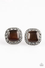 Load image into Gallery viewer, Paparazzi Ice Palace - Brown Moonstone - Silver Incandescent Rhinestones - Post Earrings - $5 Jewelry With Ashley Swint