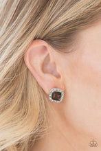 Load image into Gallery viewer, Paparazzi Ice Palace - Brown Moonstone - Silver Incandescent Rhinestones - Post Earrings - $5 Jewelry With Ashley Swint