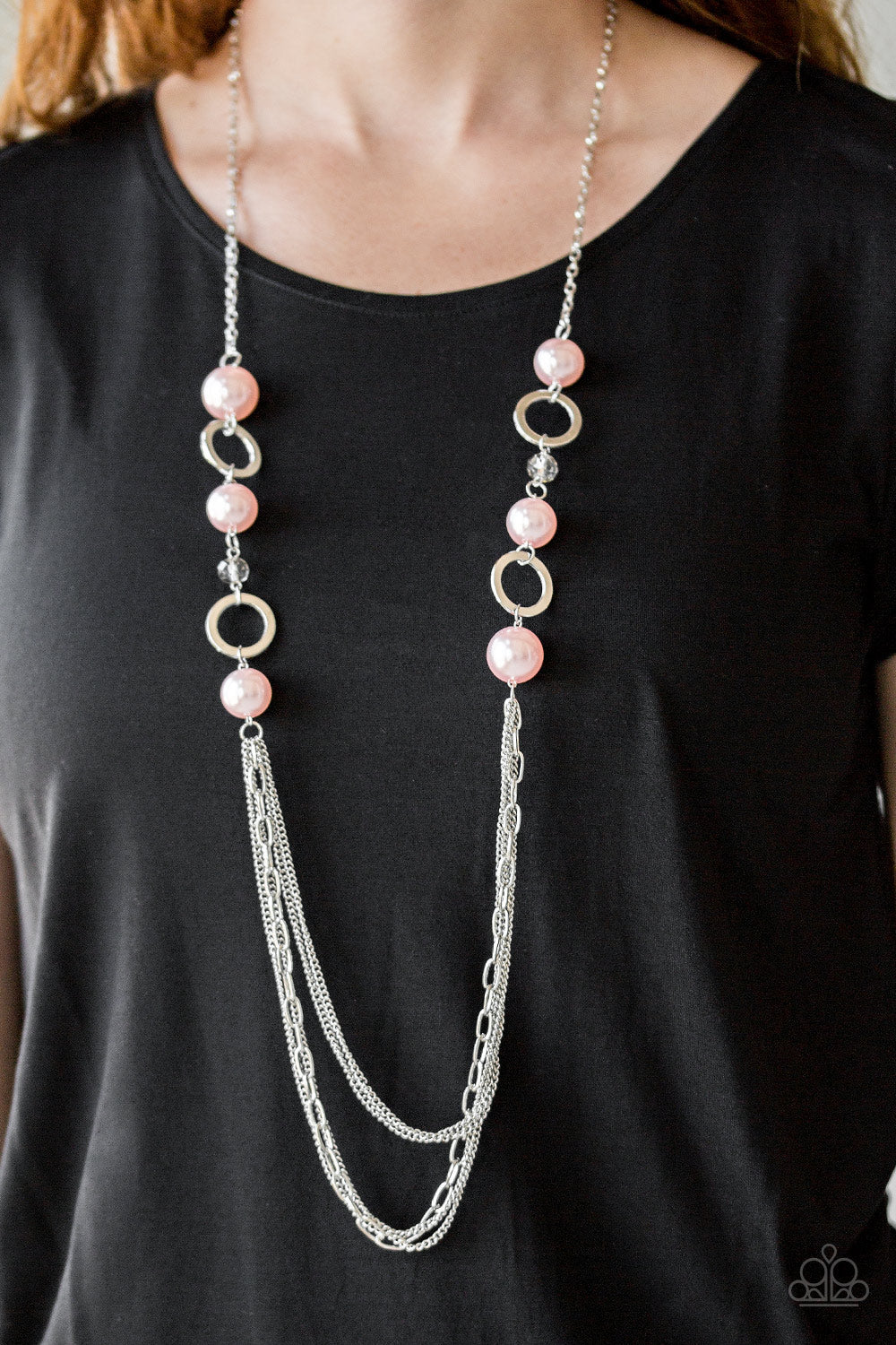 Paparazzi Its About SHOWTIME! - Pink - Silver Chains - Necklace & Earrings - $5 Jewelry With Ashley Swint