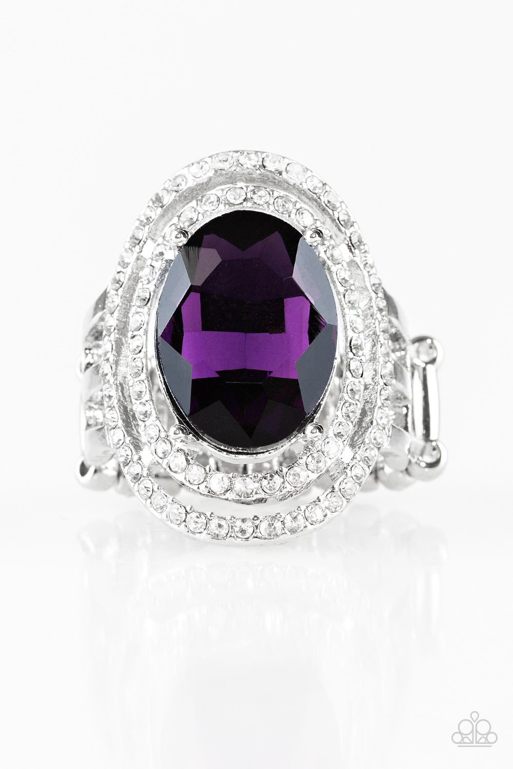 Paparazzi Making History - Purple Gem - White Rhinestones - Ring - $5 Jewelry With Ashley Swint
