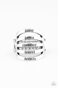 Paparazzi My Hero - Silver Ring - "Love, Hero, Mother, Trust & Teach" - $5 Jewelry With Ashley Swint