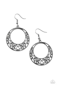 Paparazzi Newport Nautical - Black - Vine Filigree - Gunmetal Frame - Earrings - $5 Jewelry With Ashley Swint