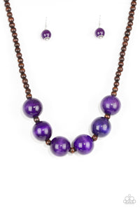 Paparazzi Oh My Miami - Purple - Wooden Beads - Necklace and matching Earrings - $5 Jewelry With Ashley Swint