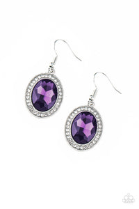 Paparazzi Only FAME In Town - Purple Gem - White Rhinestones - Earrings - $5 Jewelry with Ashley Swint