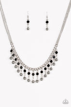 Load image into Gallery viewer, Paparazzi Pageant Queen - Black Rhinestones - Bold Silver Chain - Necklace and matching Earrings - $5 Jewelry With Ashley Swint
