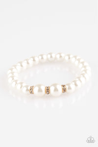 Paparazzi Radiantly Royal - Gold - White Pearls and Rhinestones - Bracelet - $5 Jewelry With Ashley Swint