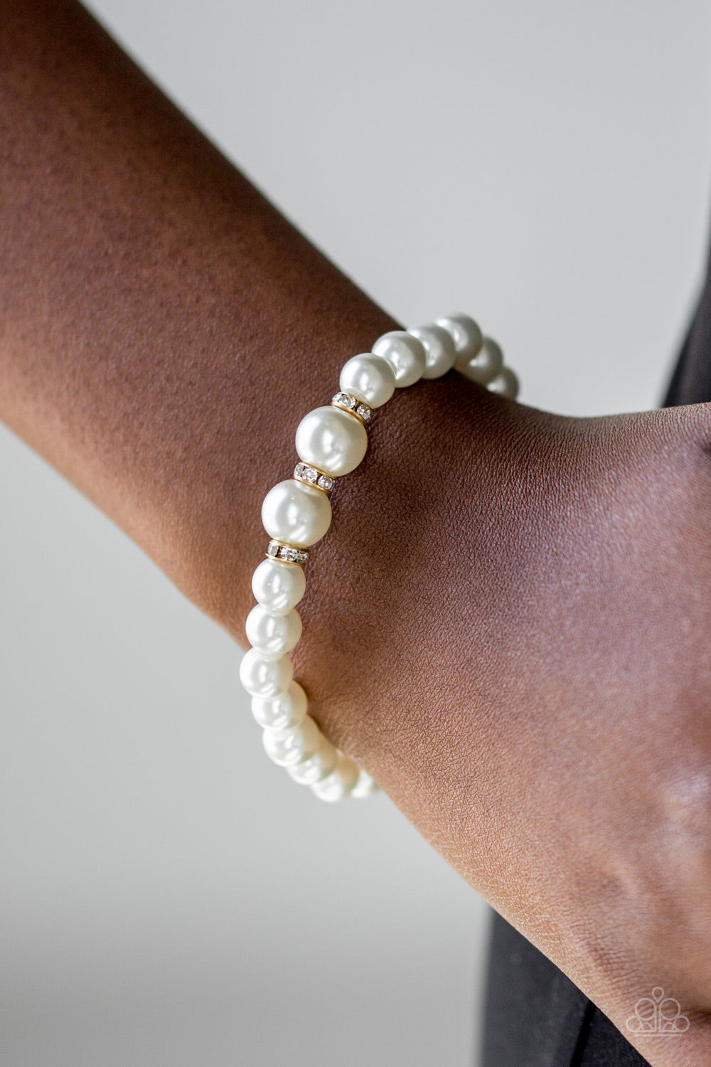 Paparazzi Radiantly Royal - Gold - White Pearls and Rhinestones - Bracelet - $5 Jewelry With Ashley Swint
