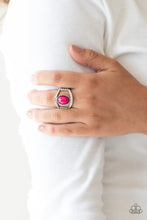 Load image into Gallery viewer, Paparazzi Radiating Riches - Pink Bead - White Rhinestones - Silver Ring - $5 Jewelry With Ashley Swint