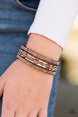 Paparazzi Rhinestone Rock Star - Copper Wrap Bracelet - $5 Jewelry With Ashley Swint