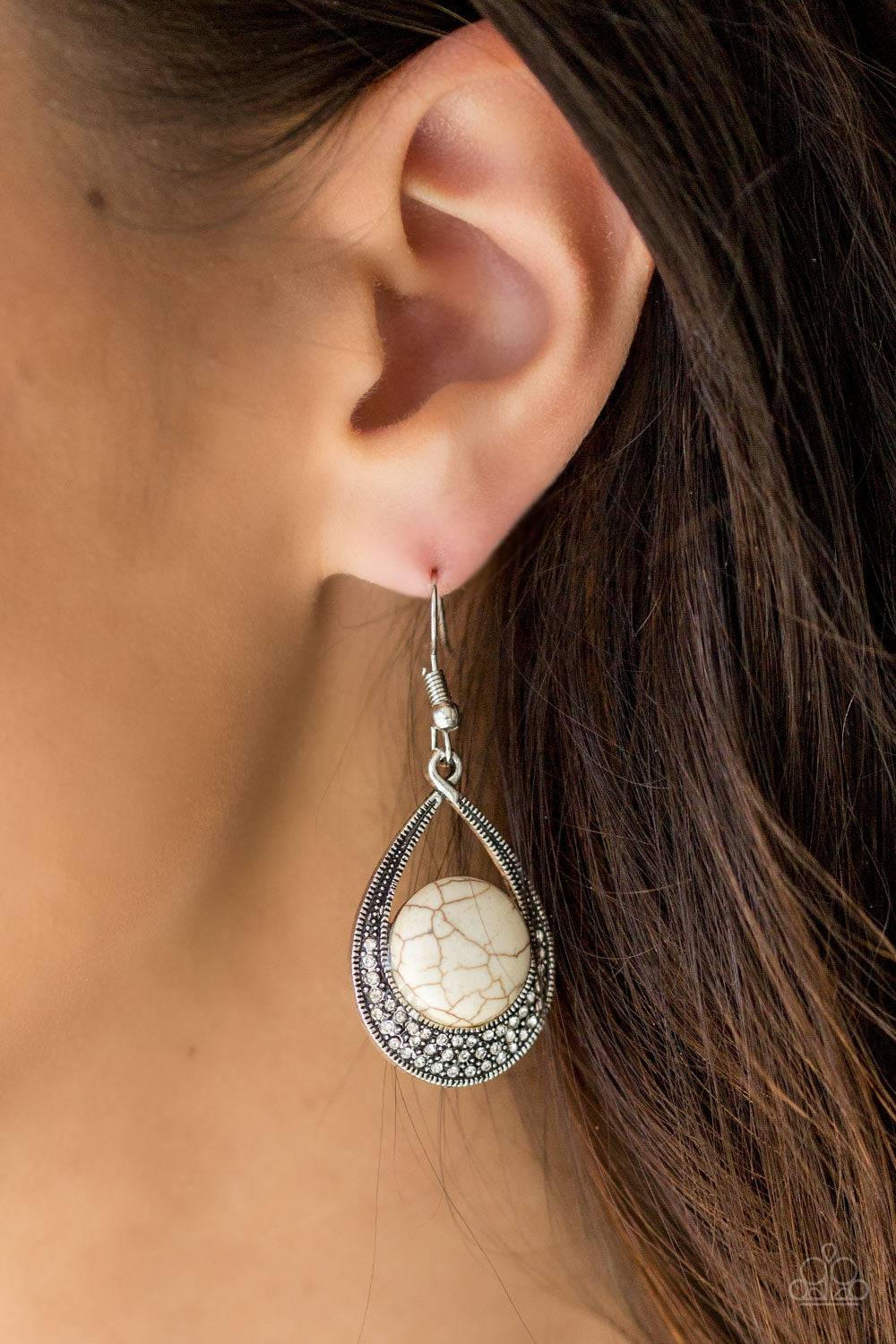 Paparazzi Richly Rio Rancho - White Stone - Rhinestone Earrings - $5 Jewelry With Ashley Swint