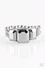 Load image into Gallery viewer, Paparazzi Rogue Royal - Silver - Emerald Cut Hematite Gems - Antiqued Silver Dainty Band Ring - $5 Jewelry With Ashley Swint