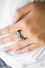 Load image into Gallery viewer, Paparazzi Rogue Royal - Silver - Emerald Cut Hematite Gems - Antiqued Silver Dainty Band Ring - $5 Jewelry With Ashley Swint