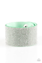 Load image into Gallery viewer, Paparazzi Roll With The Punches - Green - White Rhinestones - Wrap / Snap Bracelet - $5 Jewelry With Ashley Swint