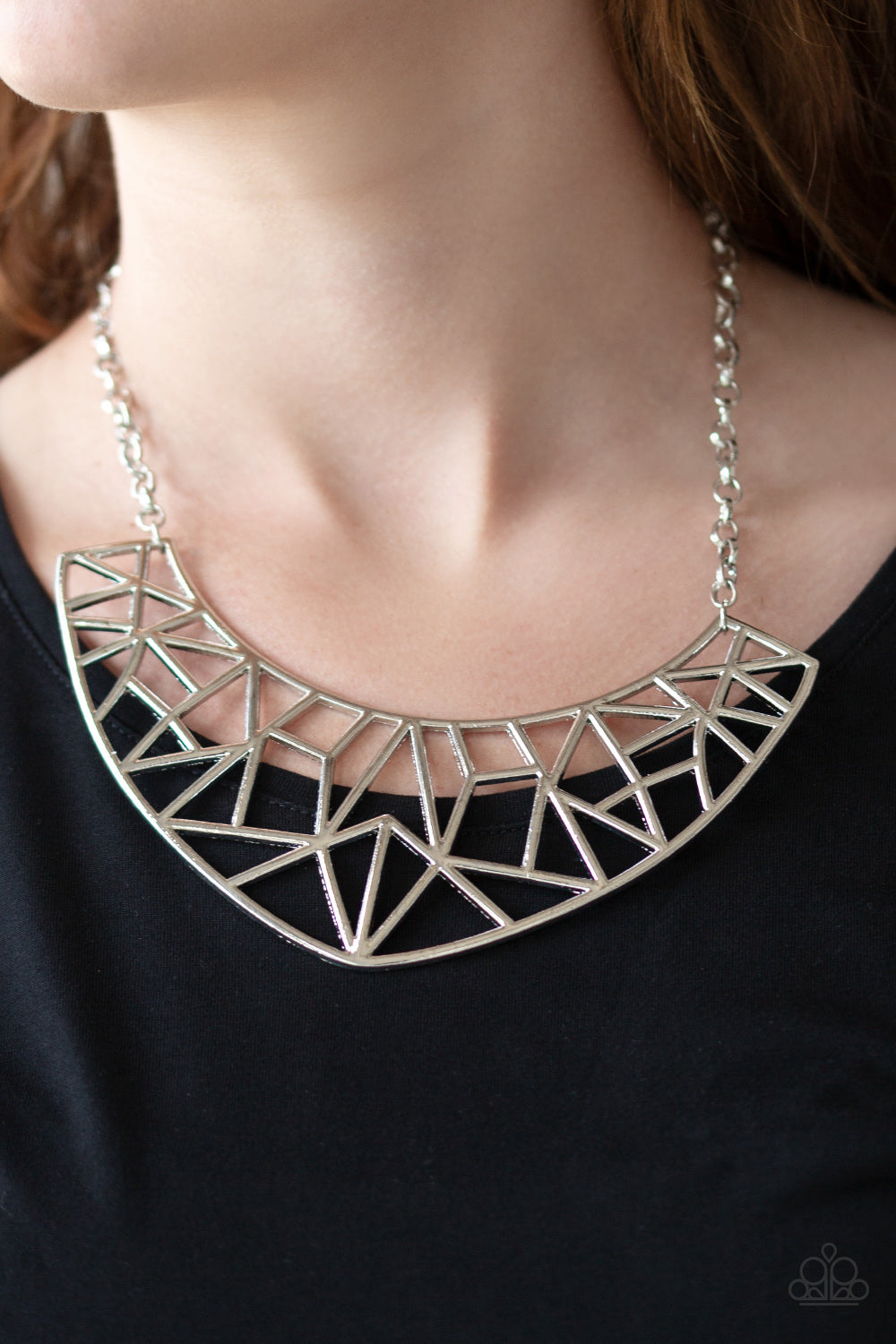 Paparazzi Strike While HAUTE - Silver - Crescent Necklace - Life of the Party Exclusive December 2018 - $5 Jewelry With Ashley Swint