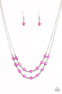 Paparazzi Summer Girl - Purple Beads - Silver Layered Necklace and matching Earrings - $5 Jewelry With Ashley Swint