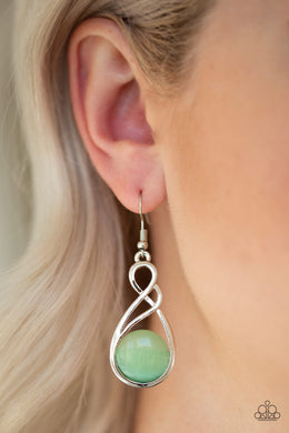 Paparazzi Swept Away - Green - Moonstone - Silver Earrings - $5 Jewelry With Ashley Swint