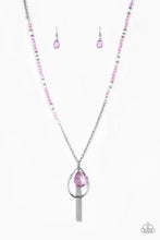 Load image into Gallery viewer, Paparazzi Teardroppin Tassels - Purple Beads - Silver Chains - Necklace and matching Earrings - $5 Jewelry With Ashley Swint
