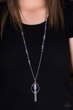 Load image into Gallery viewer, Paparazzi Teardroppin Tassels - Purple Beads - Silver Chains - Necklace and matching Earrings - $5 Jewelry With Ashley Swint