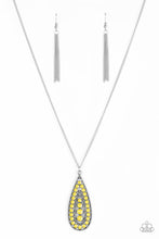 Load image into Gallery viewer, Paparazzi Tiki Tease - Yellow - Sunny Bubbly Beads - Silver Teardrop Necklace and Earrings - $5 Jewelry With Ashley Swint