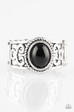Paparazzi Totally Tidal - Black Bead - Silver Ring - $5 Jewelry With Ashley Swint