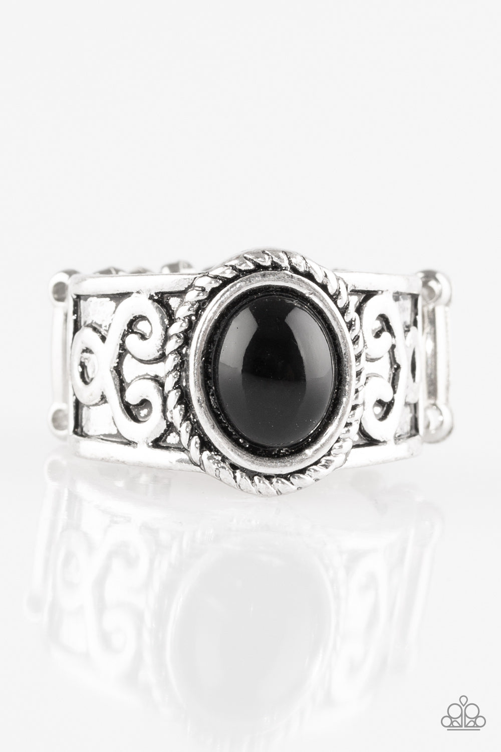 Paparazzi Totally Tidal - Black Bead - Silver Ring - $5 Jewelry With Ashley Swint