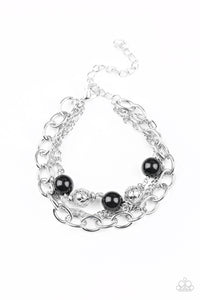 Paparazzi Vintage Variety - Black Beads - Silver Bracelet - $5 Jewelry With Ashley Swint