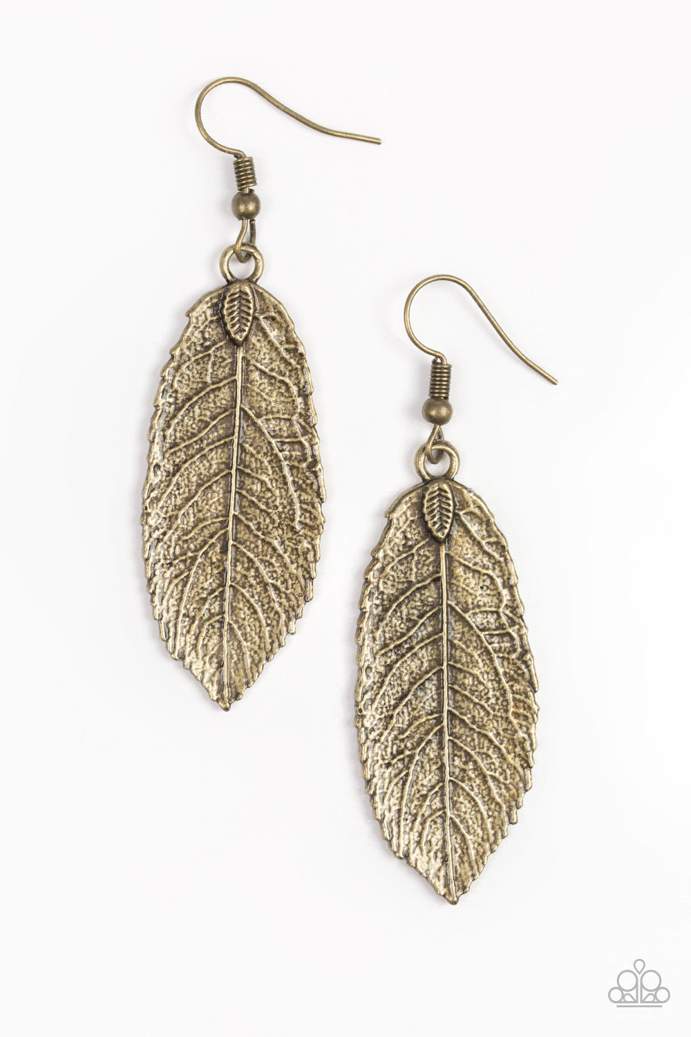 Paparazzi We GATHERER Together - Brass - Leaf Earrings - $5 Jewelry With Ashley Swint