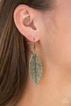 Load image into Gallery viewer, Paparazzi We GATHERER Together - Brass - Leaf Earrings - $5 Jewelry With Ashley Swint
