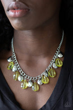 Load image into Gallery viewer, Paparazzi No Tears Left To Cry - Yellow Teardrops - Silver Necklace &amp; Earrings - $5 Jewelry With Ashley Swint