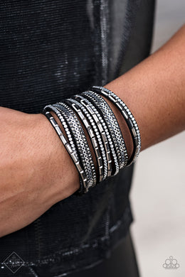 Paparazzi A Wait-and-SEQUIN Attitude - Black Wrap Bracelet - Trend Blend Fashion Fix Exclusive June 2019 - $5 Jewelry With Ashley Swint