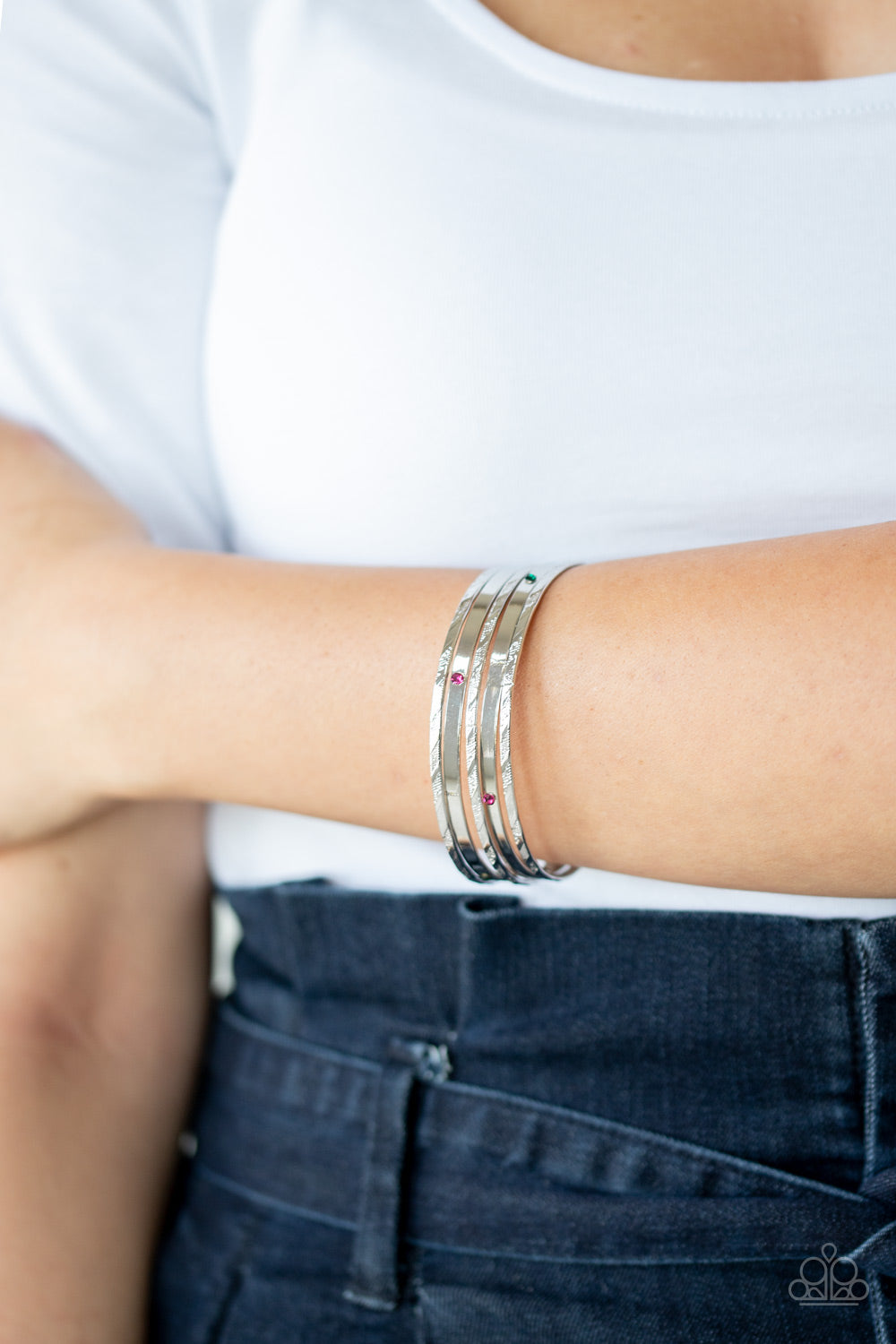Paparazzi Be There With Baubles On - Multi - Rhinestones - Set of 5 Bangle Bracelets - $5 Jewelry with Ashley Swint
